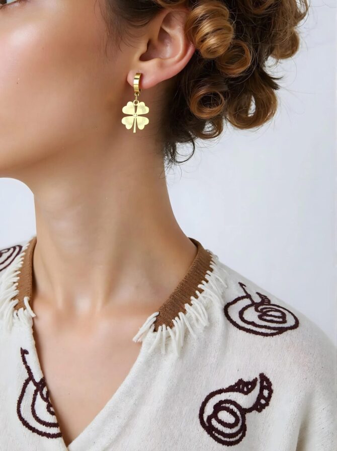 Adorn your ears with nature’s poetic charm. The Clover Lead Earrings intertwine graceful design with a hint of mystique, evoking serene luck and timeless elegance in every delicate detail.